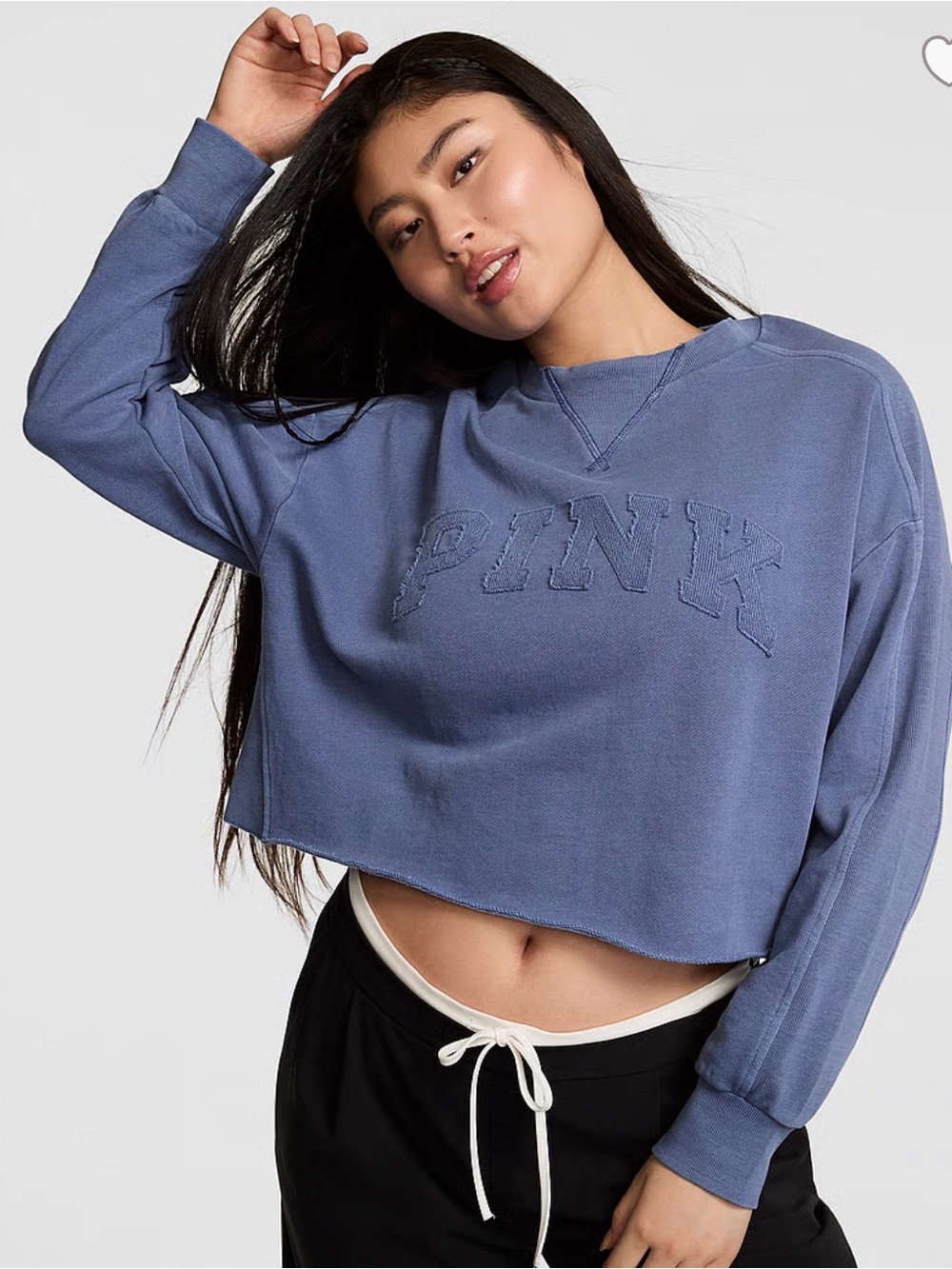 PINK Victoria's Secret Cropped Terry Crewneck Sweatshirt